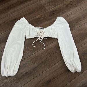 Puffer Sleeve Cropped Shirt